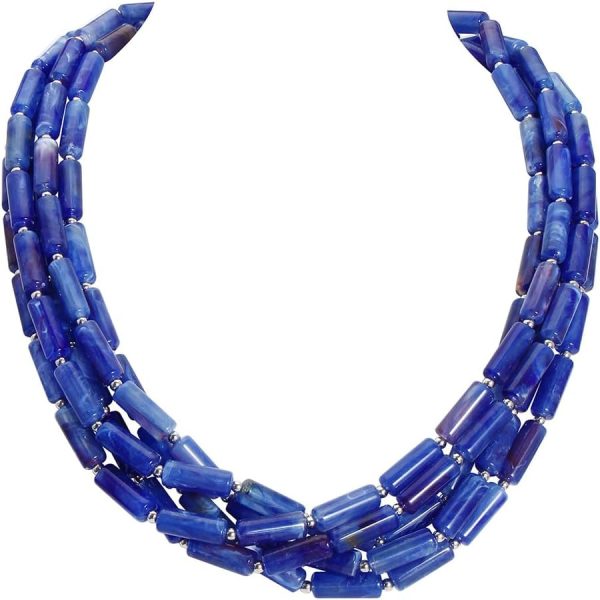 Firstmeet Chunky Beads Necklace Acrylic 5-Layer Jewelry Statement Necklace Handmade Strand - Image 33