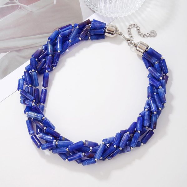 Firstmeet Chunky Beads Necklace Acrylic 5-Layer Jewelry Statement Necklace Handmade Strand - Image 34