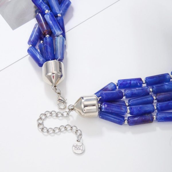 Firstmeet Chunky Beads Necklace Acrylic 5-Layer Jewelry Statement Necklace Handmade Strand - Image 36