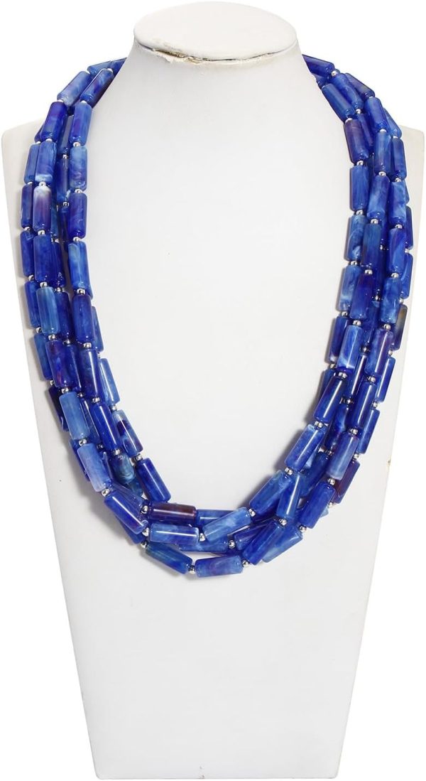 Firstmeet Chunky Beads Necklace Acrylic 5-Layer Jewelry Statement Necklace Handmade Strand - Image 38