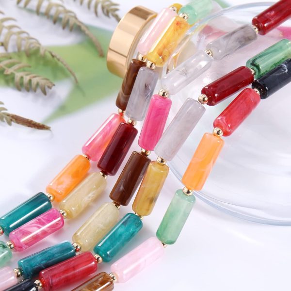 Firstmeet Chunky Beads Necklace Acrylic 5-Layer Jewelry Statement Necklace Handmade Strand - Image 43